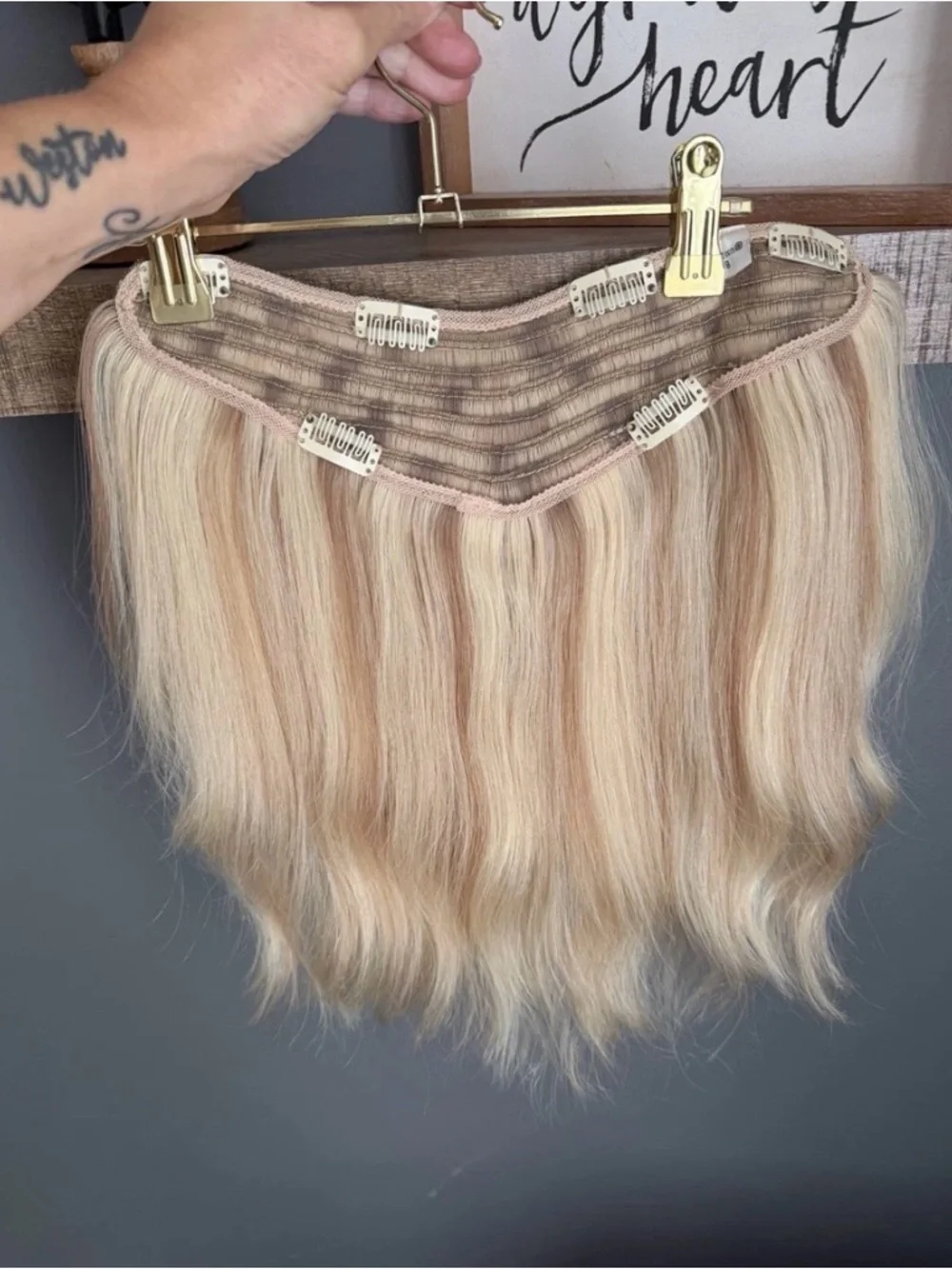 Hidden Crown V-Clip Hair Extension #60/8 premium 100% Remy human hair